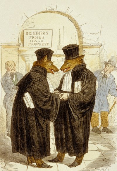 Ehre unter Dieben, aus 100 Sprichwörtern von Grandville (1803 47)