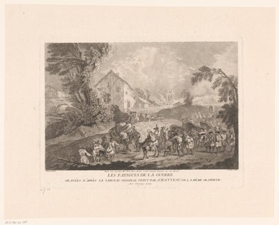 Landschaft mit vorbeiziehender Soldatengruppe von Gérard Jean Baptiste Scotin (II)