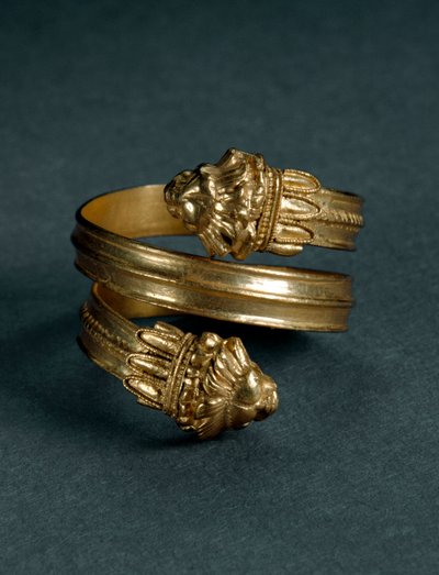 Kunst des Großgriechenlands: Goldring mit Löwenprotomen. Ende 4. - Anfang 3. Jahrhundert v. Chr. aus Tarent, Italien von Greek