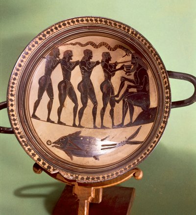 Becher mit Darstellung von Odysseus, der Polyphem blendet, schwarzfigurige Keramik, Griechenland, 6. Jahrhundert v. Chr. von Greek