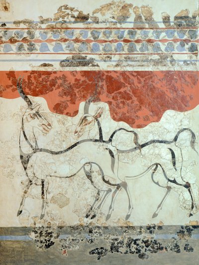 Antilopen, Fresko von Akrotiri, Thera (heute Santorini), Griechenland, minoische Zivilisation von Greek School