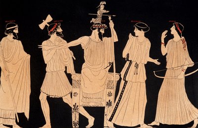 Geburt der Athene aus dem Kopf von Jupiter (Zeus), Gemälde gefunden in Vulci, 20. Jahrhundert von Greek School