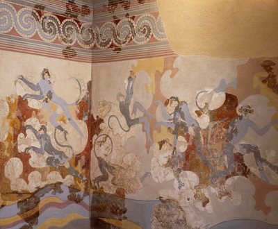 Die blauen Affen, Fresko aus B-Komplex, Raum 6 von Akrotiri, Thera (heute Santorini) (Griechenland). Minoische Zivilisation von Greek School