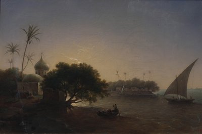 Blick auf den Nil in Ägypten, 1851 von Grigori Grigorevich Chernetsov