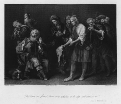 Jakob getäuscht durch den blutigen Mantel, Genesis XXXVII, 32 von Guercino