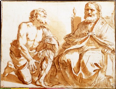 Sitzender Bischof und kniender Heiliger von Guercino