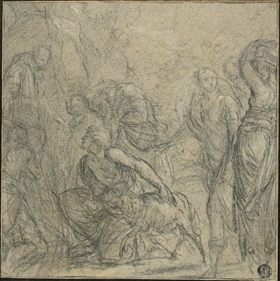 Studie für den heiligen Benedikt, der Geschenke von den Bauern erhält von Guido Reni