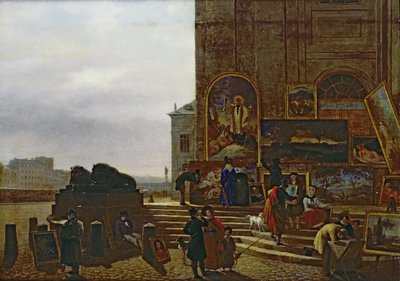 Verkauf von Gemälden vor dem Institut de France, 1837 von Guillaume Frederic Ronmy