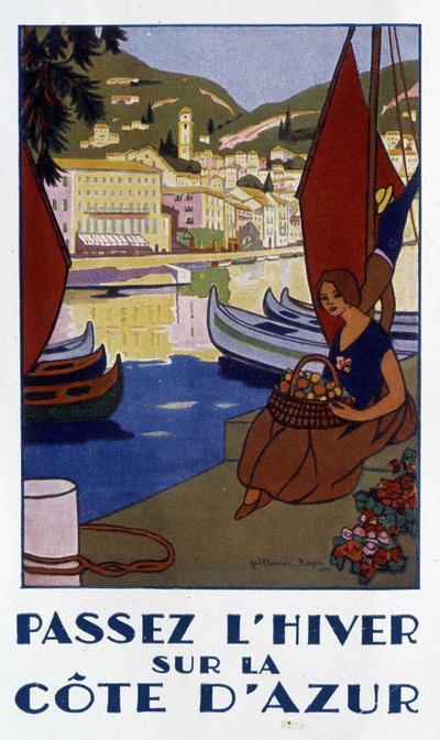 Überwintern an der französischen Riviera - Werbeplakat, 20. Jahrhundert von Guillaume Georges Roger
