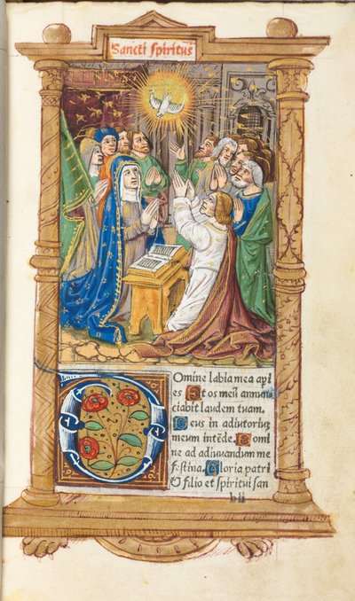 Gedrucktes Stundenbuch Gebrauch von Rom: fol. 58r, Pfingsten, 1510 von Guillaume Le Rouge