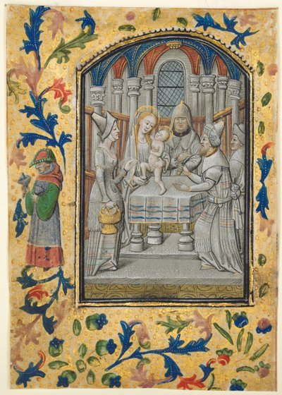Blatt aus einem Stundenbuch: Die Heimsuchung, ca. 1470-1480 von Guillaume Vrelant