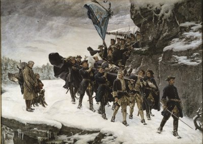 Heimbringen des Leichnams von König Karl XII. von Schweden, 1884 von Gustaf Olaf Cederstrom
