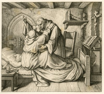 Martin Luther erhält Trost von einem alten Mönch, weil er körperlich und geistig erschöpft war von Gustav Ferdinand Leopold Konig