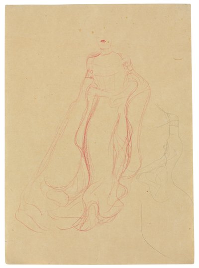 Kostümstudie mit zusammengelegten Händen, Wiederholung der rechten Seite, ca. 1903-04 von Gustav Klimt