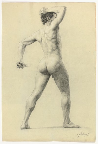 Männlicher Akt von hinten, ca. 1880 von Gustav Klimt