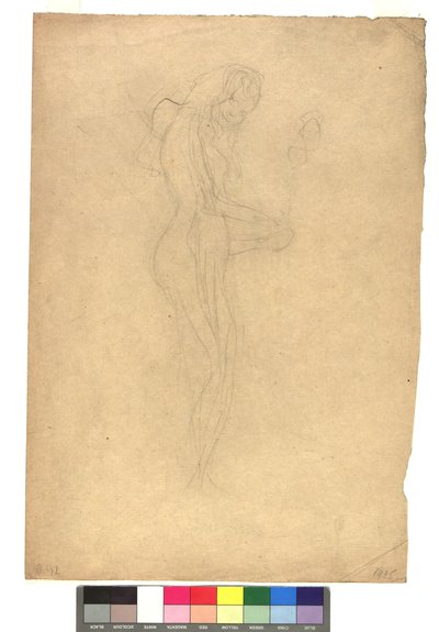 Stehender weiblicher Akt im Profil nach rechts von Gustav Klimt