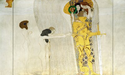 Der Beethovenfries, (Detail): Ritter in glänzender Rüstung, 1902 von Gustav Klimt