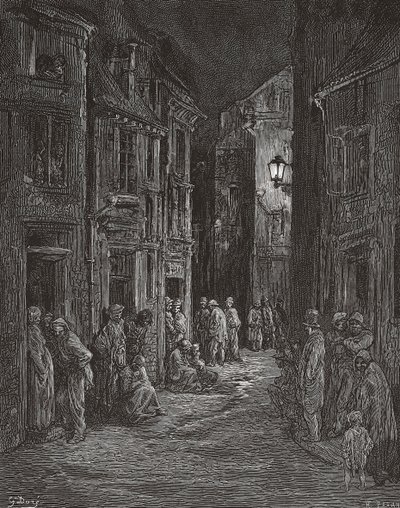 Slums von Bluegate Fields, London im 19. Jahrhundert von Gustave (after) Dore
