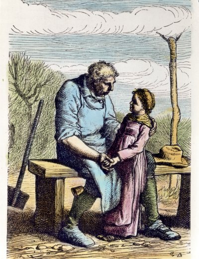 Cosette hatte Erlaubnis aus Les Miserables, 1865 (Gravur) von Gustave Brion