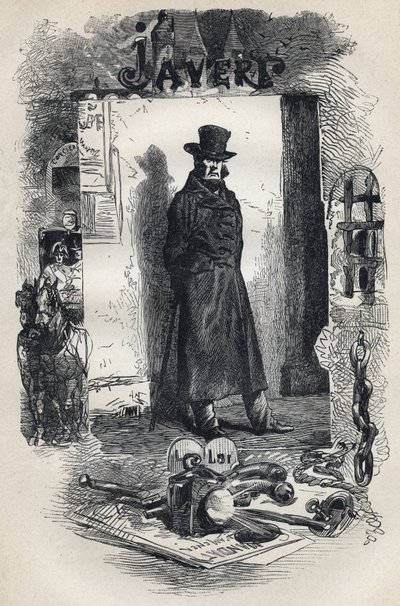 Javert, Illustration des Romans „Les Miserables“ von Victor Hugo von Gustave Brion