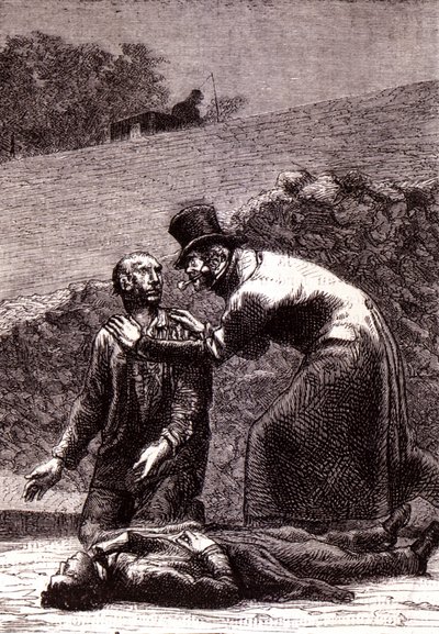 Javert erkennt Valjean - in „Les Misérables“ von Victor Hugo, ill. von Brion, Hrsg. Hetzel und Lacroix von Gustave Brion