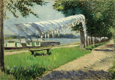 Wäsche trocknen am Ufer der Seine, Petit Gennevilliers von Gustave Caillebotte