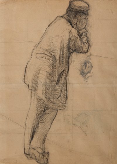 Studie für Die Pont de l’Europe: Mann, der sich auf seine Ellbogen stützt, ca. 1876 von Gustave Caillebotte