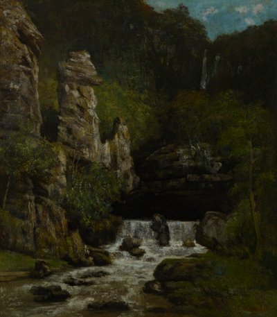 Landschaft mit Wasserfall von Gustave Courbet