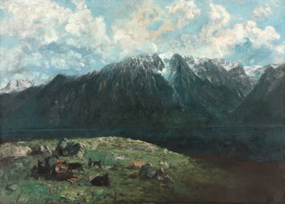 Panoramablick auf die Alpen, Les Dents du Midi von Gustave Courbet