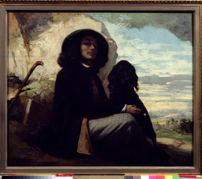 Selbstporträt mit seinem Hund von Gustave Courbet