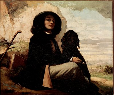 Selbstporträt mit schwarzem Hund von Gustave Courbet (1819-1877) 1842 von Gustave Courbet