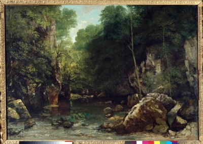 Der überdachte Bach, bekannt als der Eingang zum Vallee du Puits-Noir, Doubs: Effekt der Dämmerung von Gustave Courbet