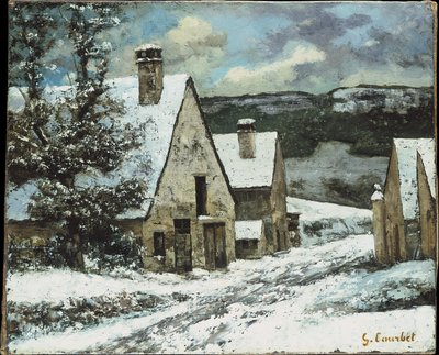 Dorfrand im Winter von Gustave Courbet