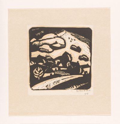 Landschap met huizen, weg en berg von Gustave De Smet (signed by artist)