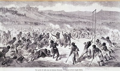 Ein Ballspiel bei den Choctaw-Indianern - Gravur von Gustave Doré von Gustave Dore