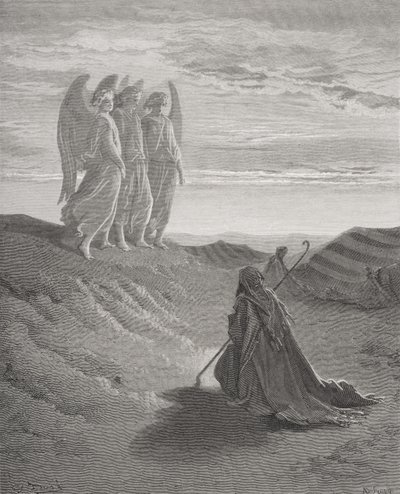 Abraham und die drei Engel, Illustration aus Dores 
