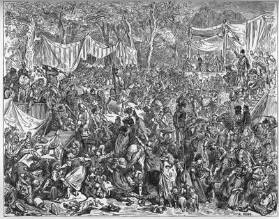 Ankunft von Don Quijote bei der Hochzeit von Camacho - aus „Don Quijote von der Mancha“ von Miguel Cervantes (1547-1616) - Holzschnitt nach einer Zeichnung von Gustave Doré von Gustave Dore