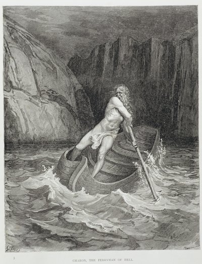 Charon, der Fährmann der Hölle, aus der Göttlichen Komödie (Inferno) von Dante Alighieri (1265-1321) graviert von Stephane Pannemaker (1847-1930) um 1868 von Gustave Dore