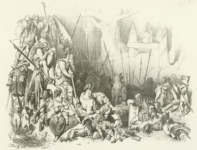 Druidenverehrung - Ein Menschenopfer (Gravur) von Gustave Dore