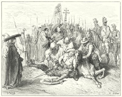 Gustave Dorés Don Quixote: "Die klagenden Töne der Stimme des Knappen riefen Don Quixote schließlich zu sich selbst zurück" von Gustave Dore