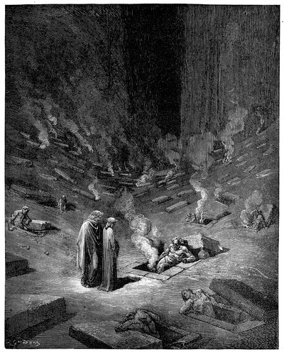 Hölle: die Stadt Dis, römischer Gott der Unterwelt, 1863 von Gustave Dore