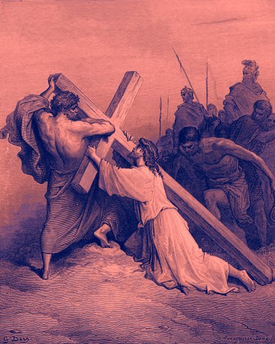 Jesus fällt unter dem Kreuz - Bibel von Gustave Dore