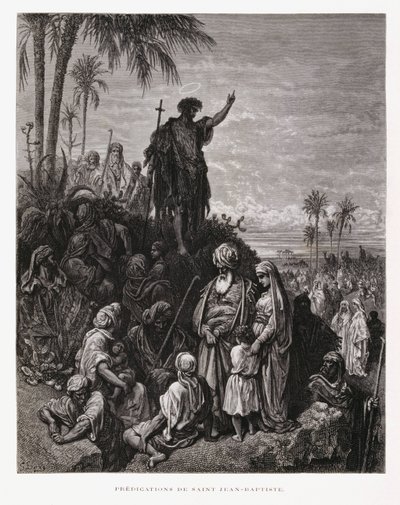 Johannes der Täufer predigt, Illustration aus der Dore-Bibel von Gustave Dore