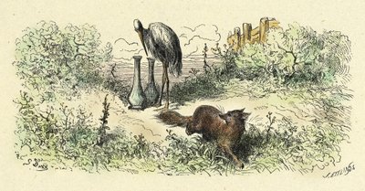 Der Fuchs und der Storch (Gravur von 1861-1868) von Gustave Dore