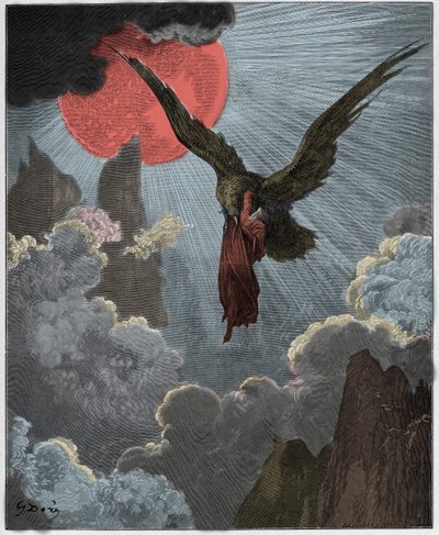 Purgatorio, Gesang 9: Dante wird in einem Traum von einem Adler entführt, Illustration aus "Die Göttliche Komödie" von Dante Alighieri, 1885 von Gustave Dore