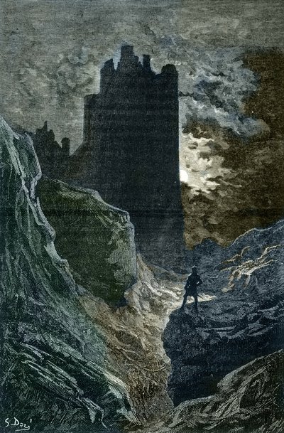 Romantik: „Das Schloss der Angst“ Illustration von Gustave Doré (1832-1883) Private Sammlung von Gustave Dore