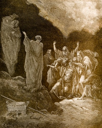 Saul und die Hexe von Endor von Doré - Bibel von Gustave Dore