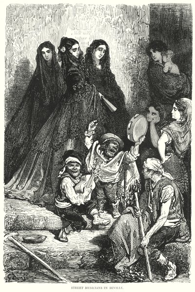 Straßenmusiker in Sevilla von Gustave Dore