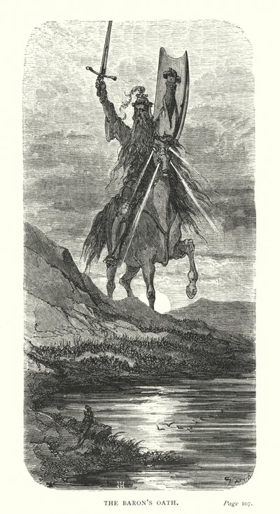 Der Eid des Barons (Gravur) von Gustave Dore