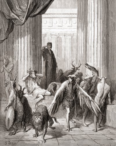 Die Gefährten des Odysseus, aus einer späten 19. Jahrhundert Ausgabe von Fables de La Fontaine von Gustave Dore